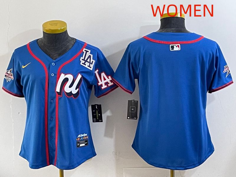 Women 2025 Los Angeles Dodgers Blank Blue All star Nike MLB Jersey style 02